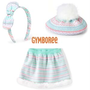 Gymboree Girls Polar Fairisle Sweater Skirt Size 6 & Matching Hat & Headband Set